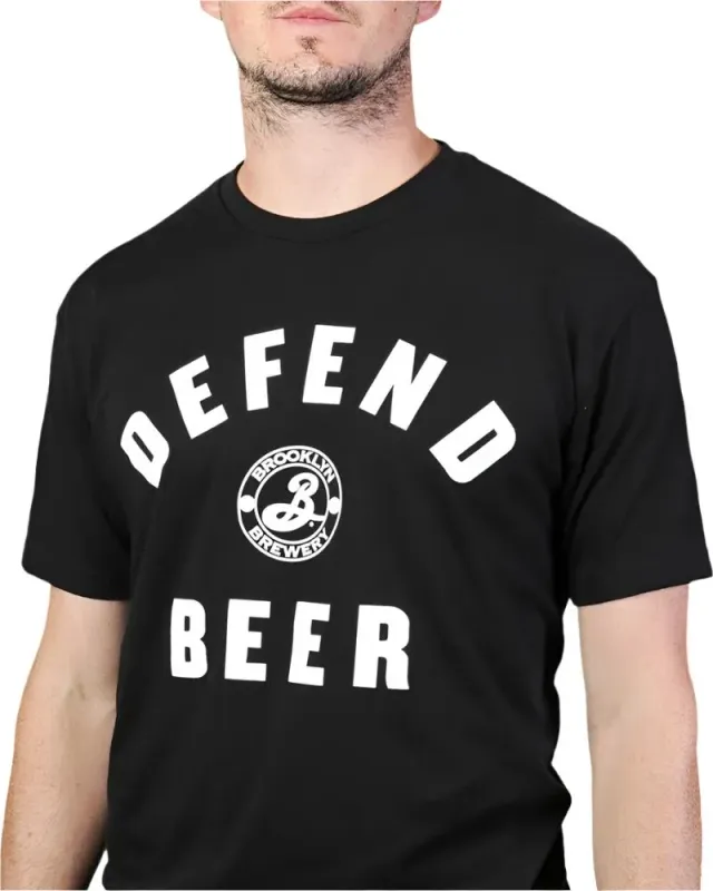 Brooklyn Defend Beer t-shirt noir chiné tri-matière