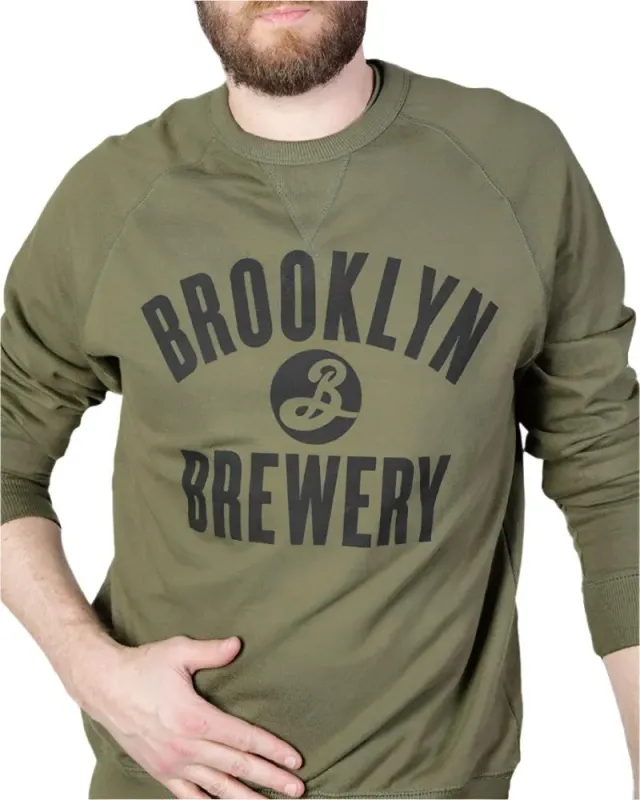 Brooklyn sweat col rond olive coton coupe 50s