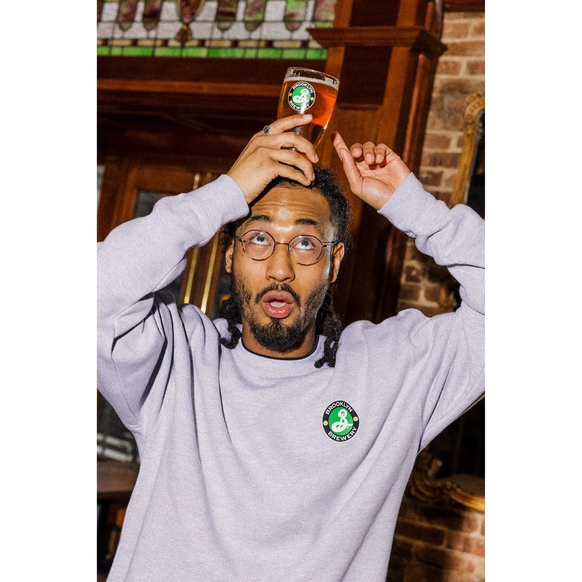 Brooklyn Brewery sweat col rond coton lourd logo imprimé