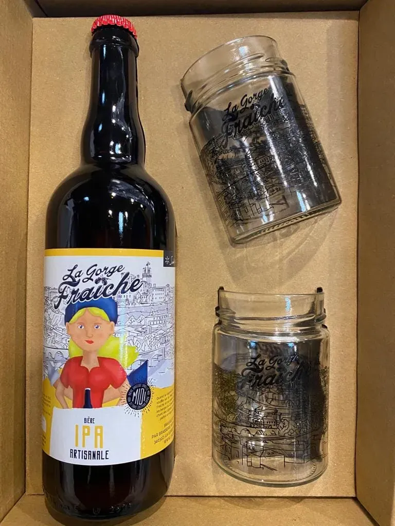 La Gorge Fraîche Coffret Bière IPA 75cl + 2 verres houblonnée