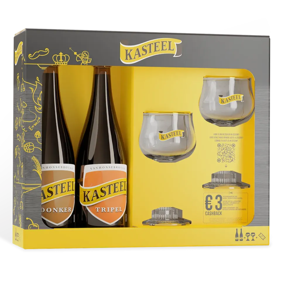 Kasteel Tripel Donker coffret bière 2x75cl + verres