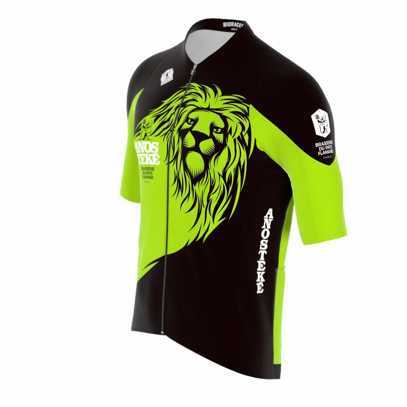 Anosteke Maillot Vélo Vert Femme Manches Courtes 3 poches