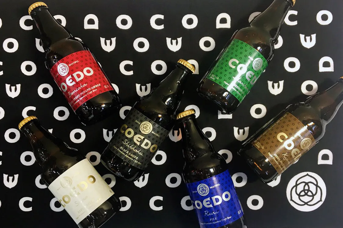 Coedo coffret biere 12 bouteilles + tenugui noir 6 styles