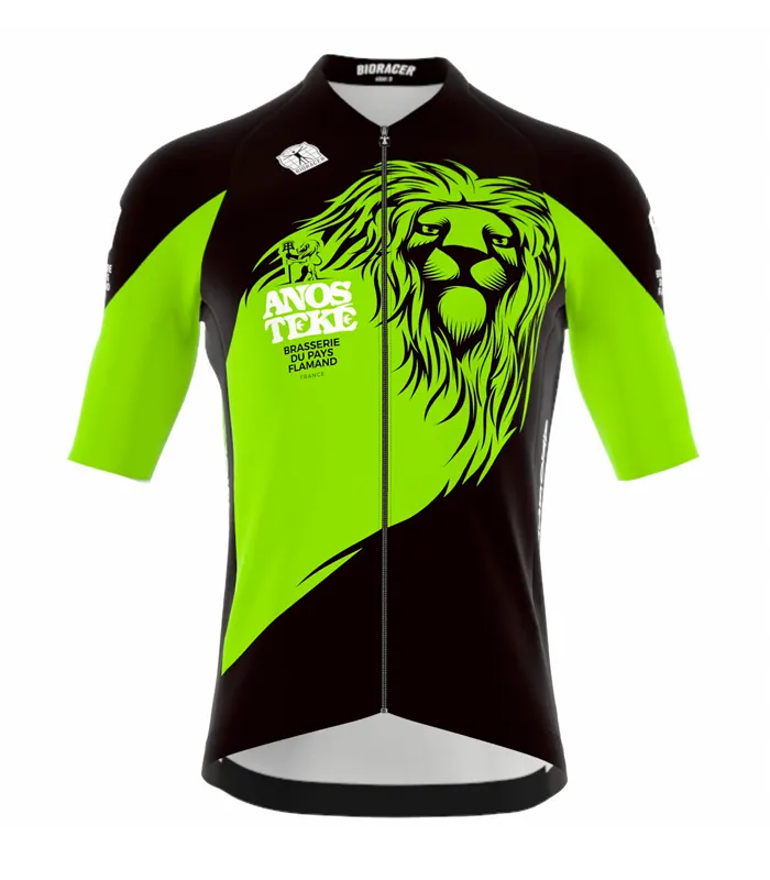 Anosteke Maillot Vélo Vert Femme Manches Courtes 3 poches