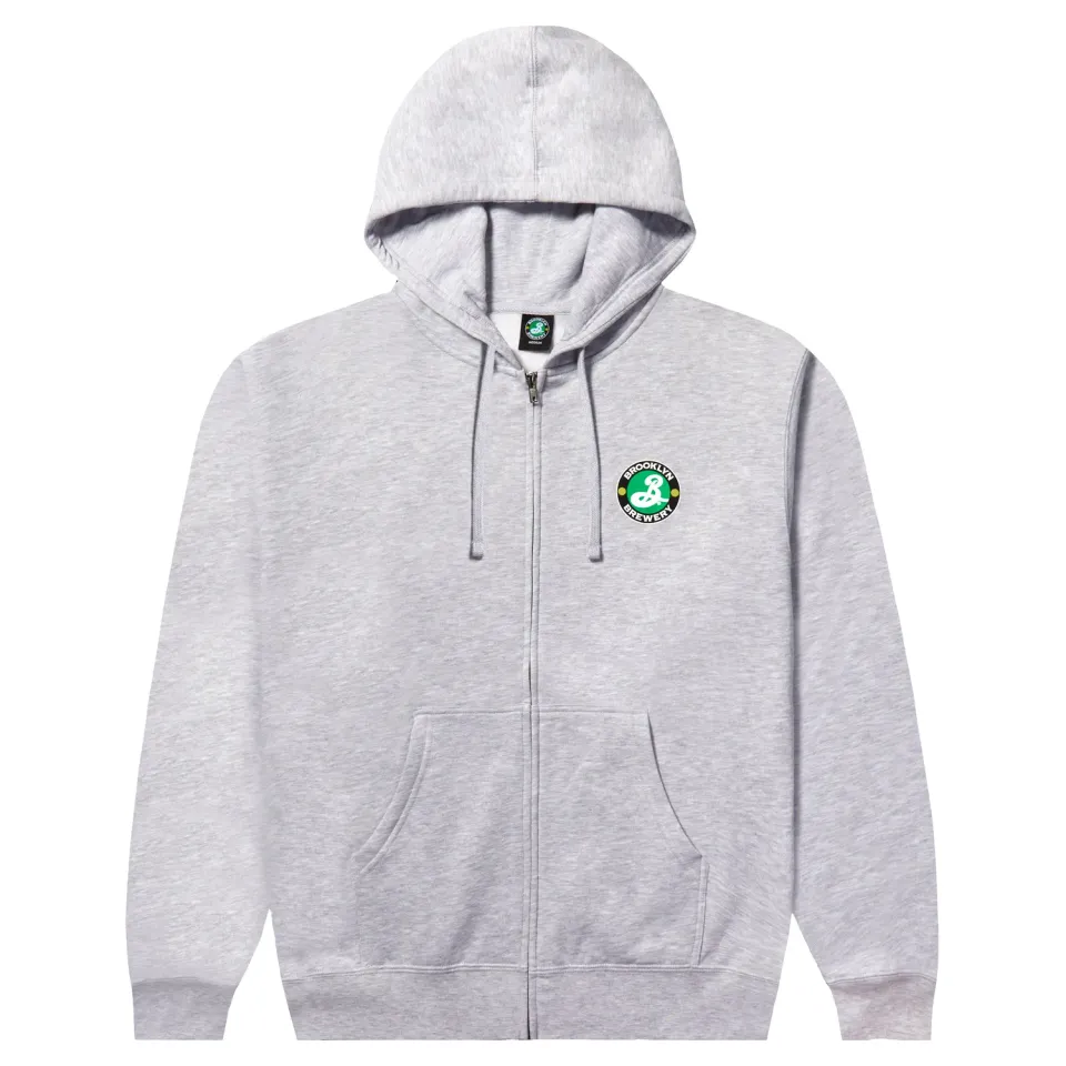 Brooklyn Brewery sweat zippé gris capuche coton S-XXL