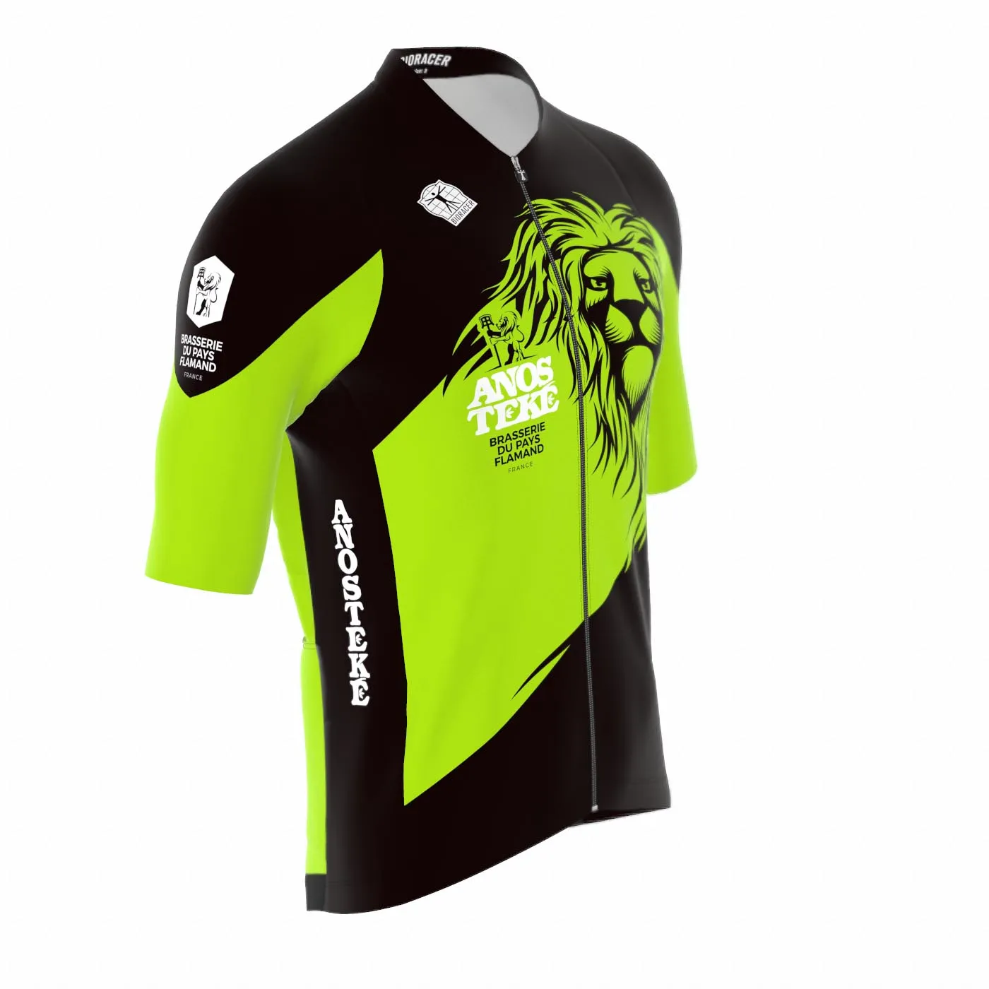 Anosteke Maillot Vélo Vert Femme Manches Courtes 3 poches