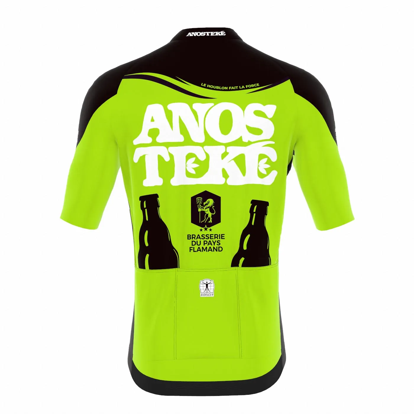 Anosteke Maillot Vélo Vert Femme Manches Courtes 3 poches