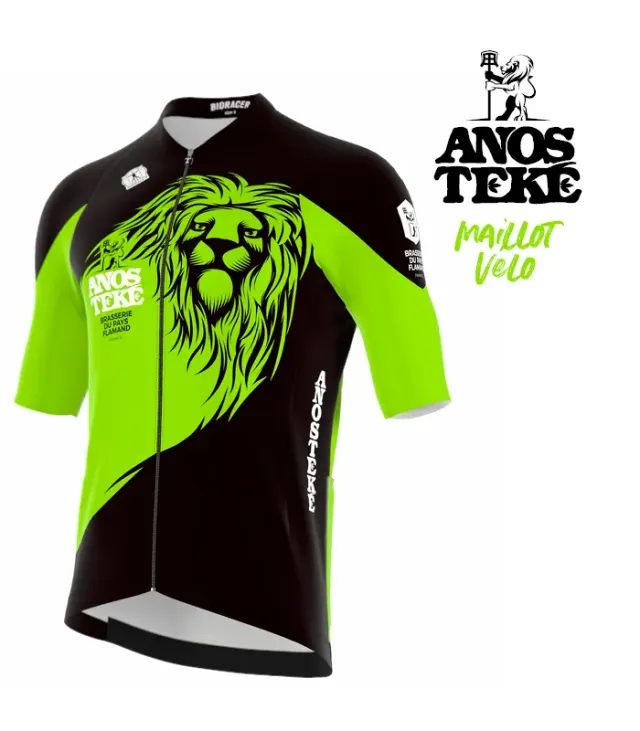 Anosteke Maillot Vélo Vert Femme Manches Courtes 3 poches