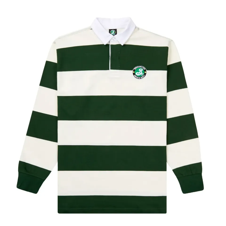 Brooklyn Brewery shirt rugby rayé coton brodé