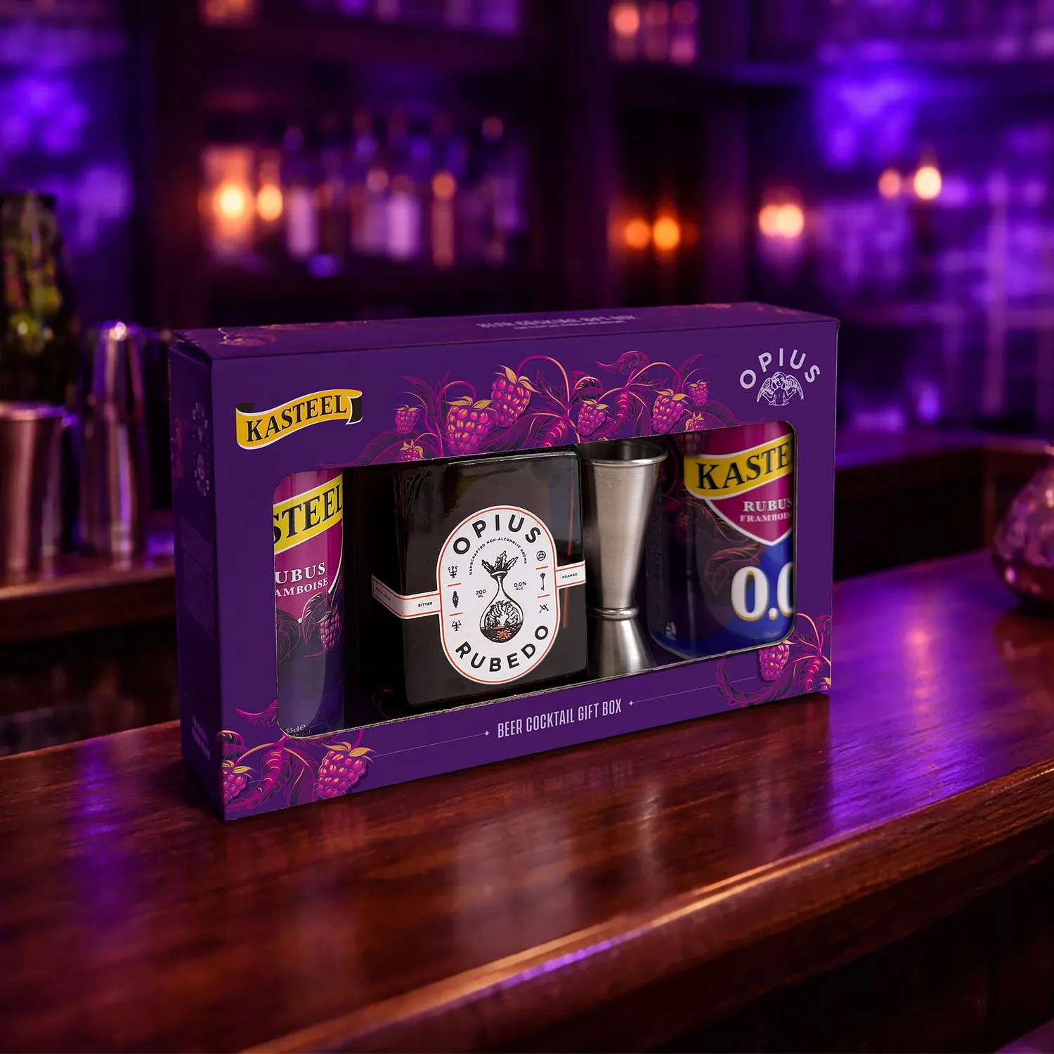 Kasteel Opius coffret cocktail framboise Rubus Rubedo