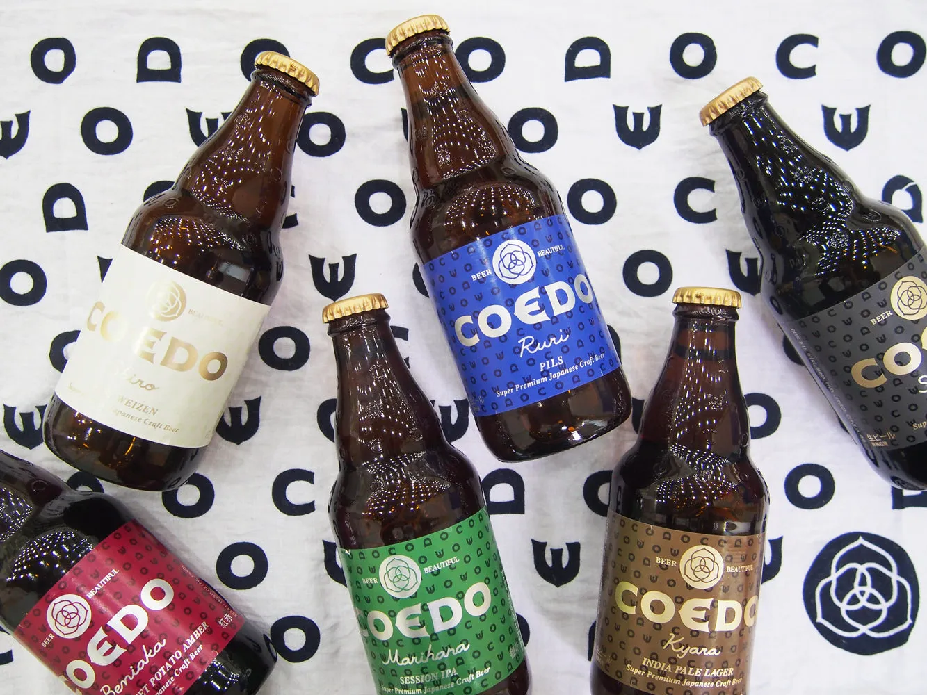 Coedo coffret biere 12 bouteilles + tenugui noir 6 styles