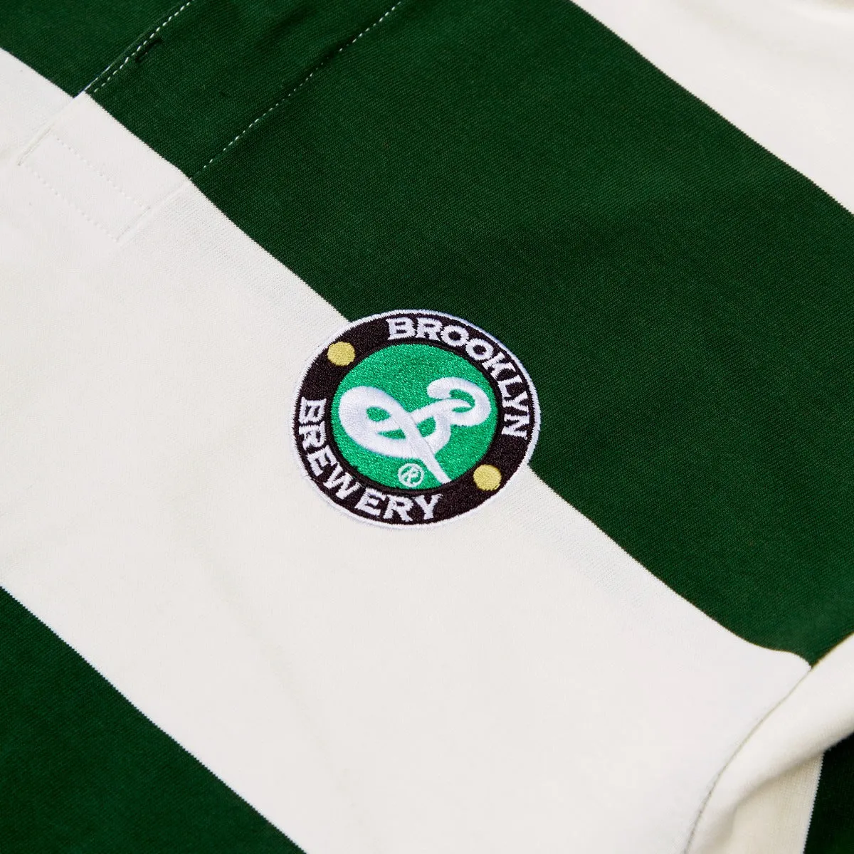 Brooklyn Brewery shirt rugby rayé coton brodé
