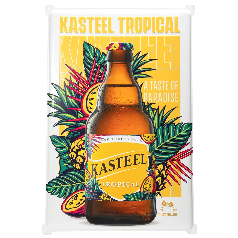 Kasteel Tropical plaque murale métal 40 x 60 cm