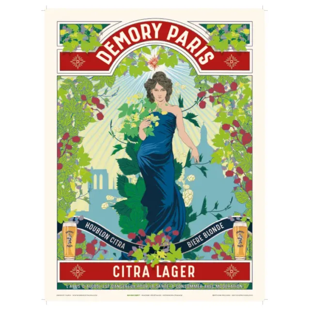 Demory Paris Citra Lager affiche 30x40 encres végétales