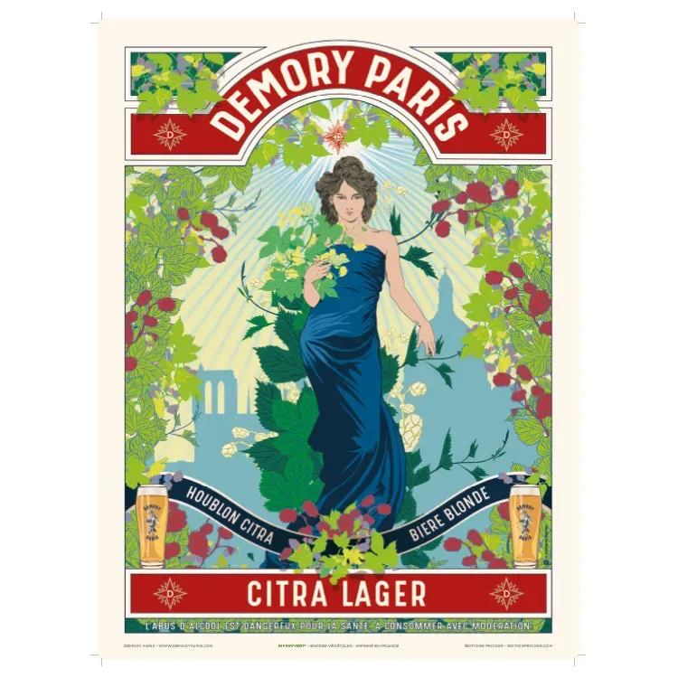 Demory Paris Citra Lager affiche 30x40 encres végétales