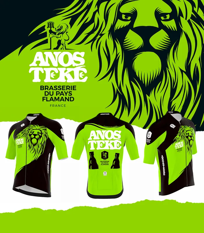 Anosteke Maillot Vélo Vert Femme Manches Courtes 3 poches