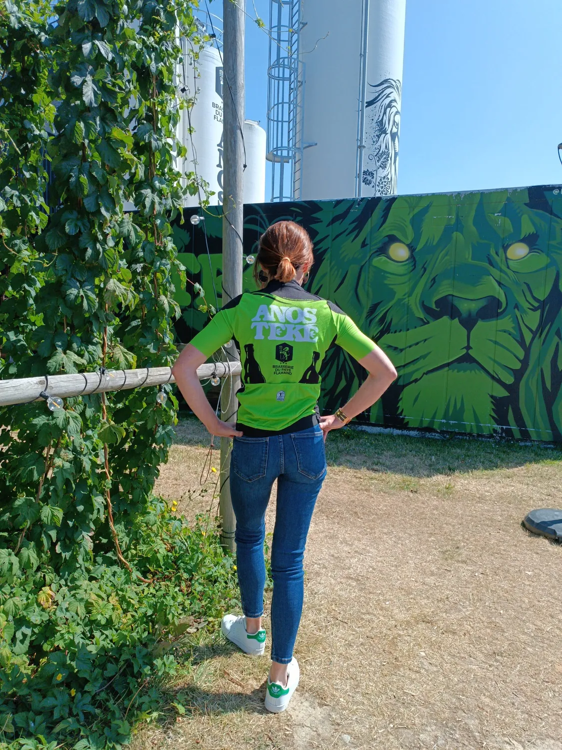 Anosteke Maillot Vélo Vert Femme Manches Courtes 3 poches