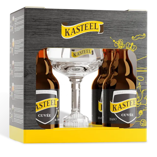 Kasteel Cuvée bière brune coffret 4x33 cl+verre