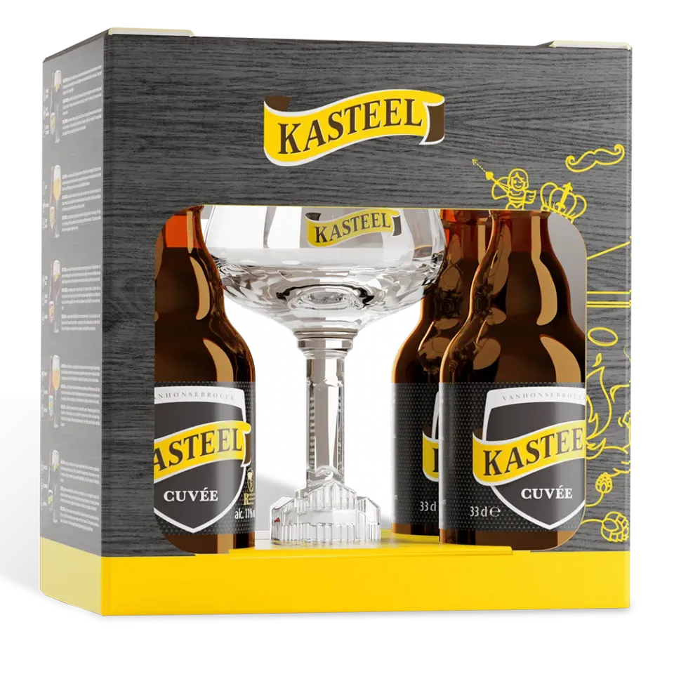 Kasteel Cuvée bière brune coffret 4x33 cl+verre